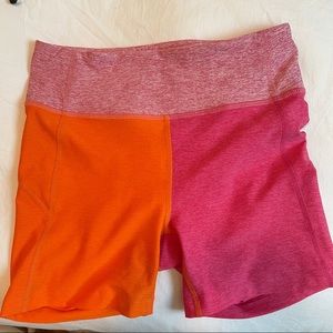 Outdoor Voices Pink and Orange Color Block Biker Short